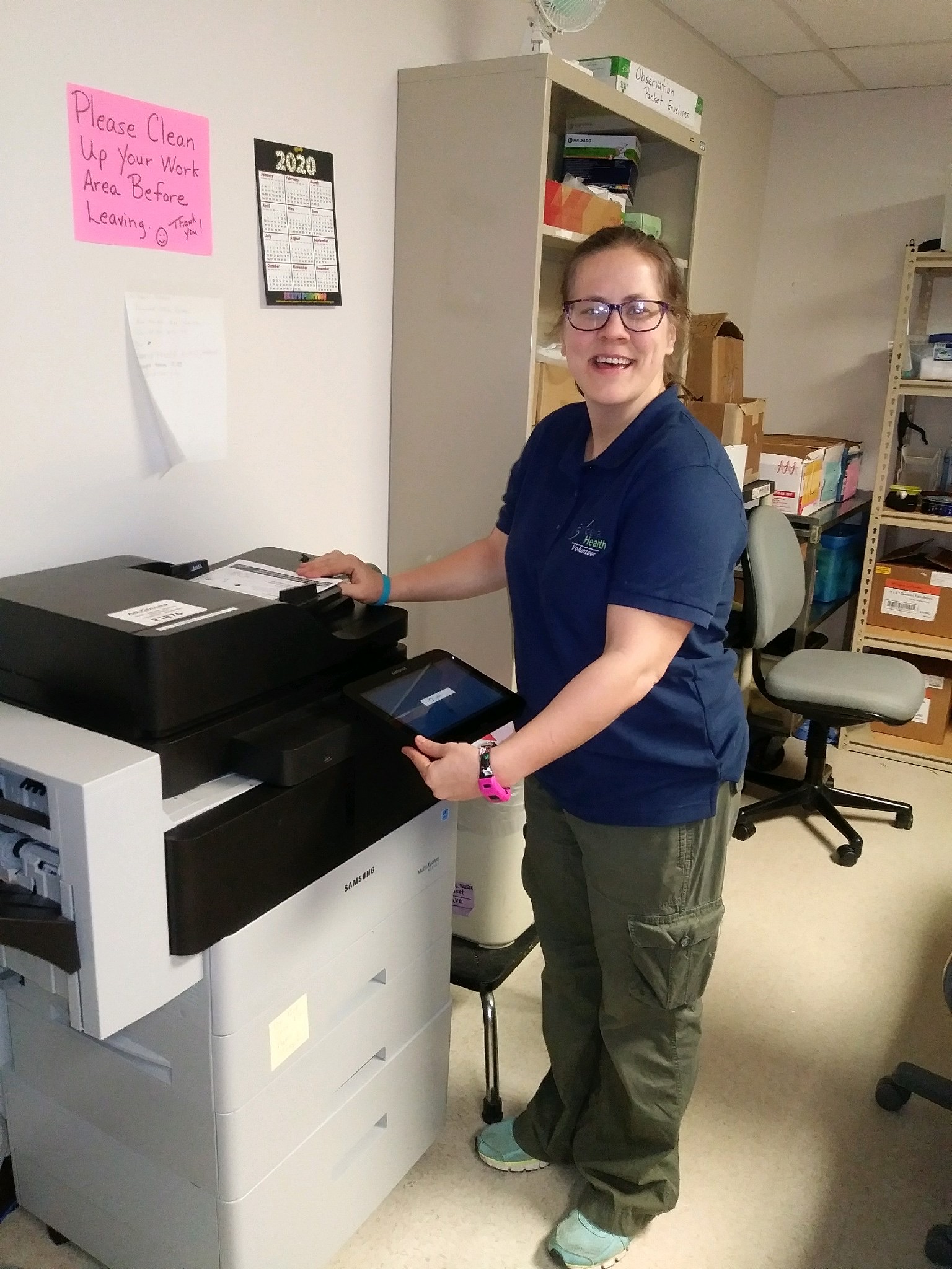 Ashleigh Volunteering at Hospital - The Arc Fayette H&C participant printing