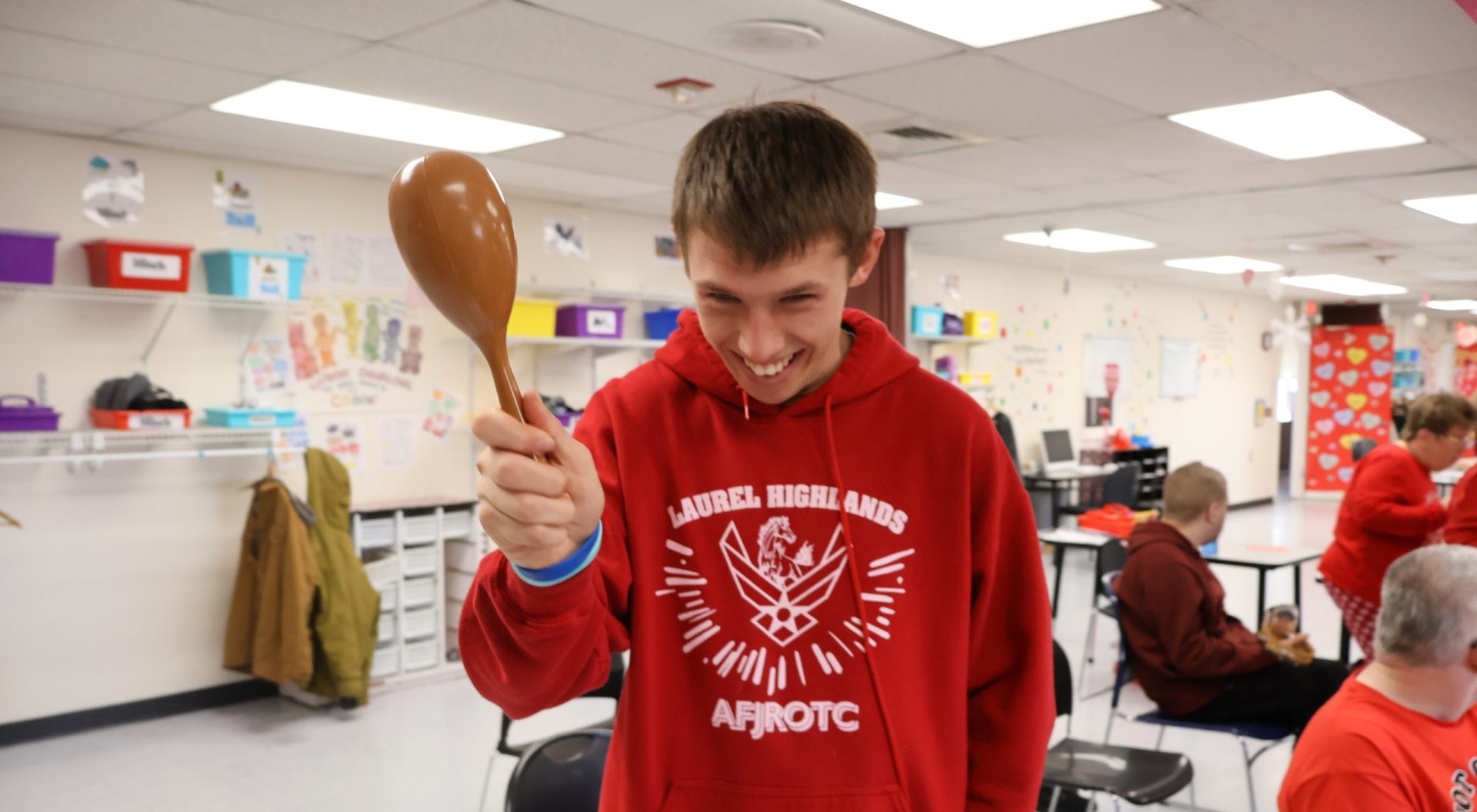 Mitch holding musical instrument