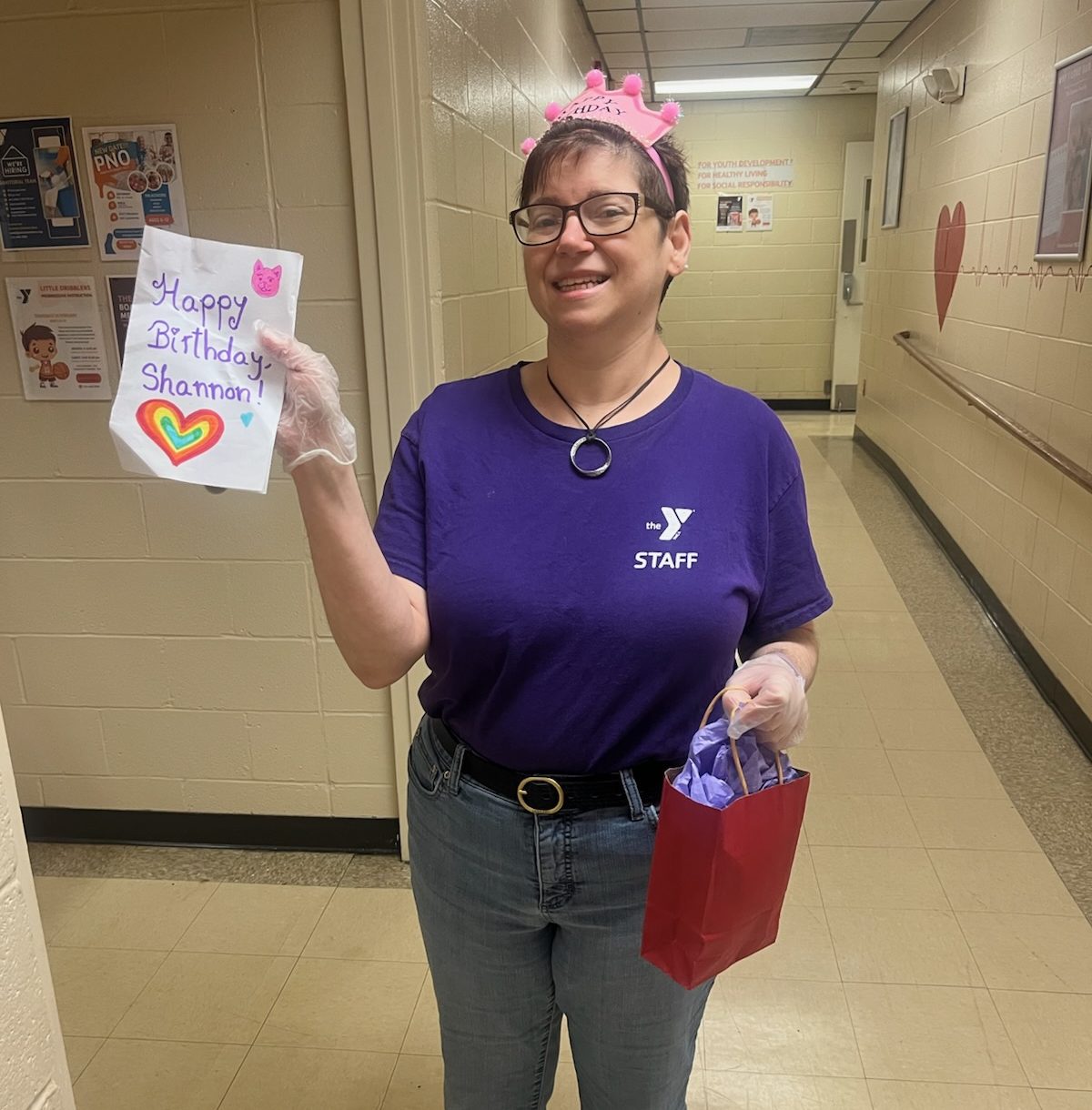 Shannon holding birthday card