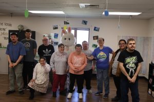 IMG_0827 Arc Fayette participants at the Easter Party party with an Easter Bunny